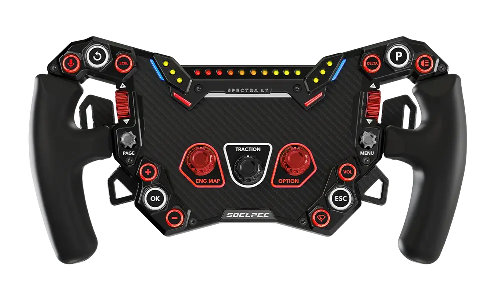 SOELPEC Spectra LT Lava screenless RGB sim racing steering wheel