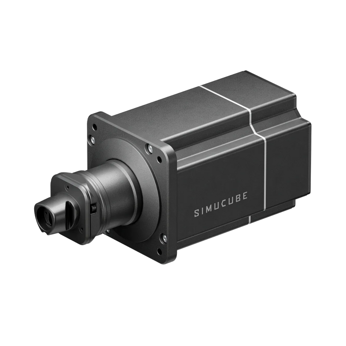 Official Simucube 2 Link Quick Release adapter installed on the wheelbase shaft