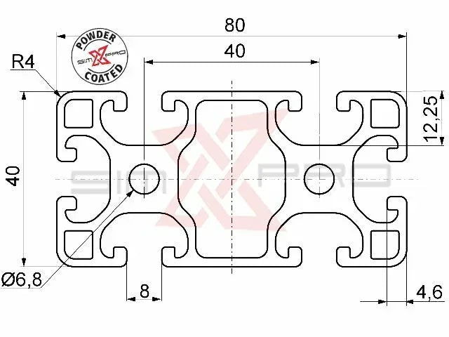 SimXPro 40x80 Profile SimXPro SimXPro Aluminium Profiles  Sim Race Webshop B.V.