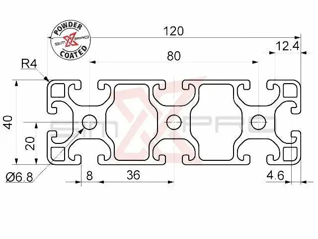 SimXPro 40x120 profilo nero
