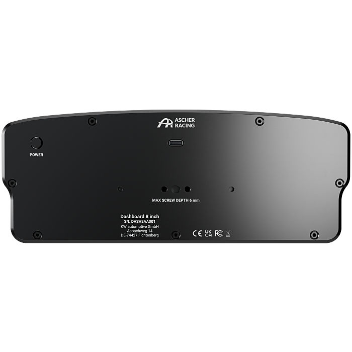 Ascher Racing 8" Dashboard Ascher Racing Ascher Racing Data Display (DDU)  Sim Race Webshop B.V.