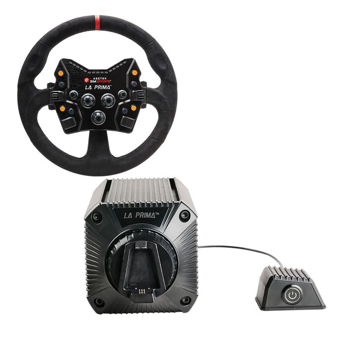 Asetek La Prima 12NM Direct Drive - GT Bundle - GT Closed Round Comfort Plus Wheel Black Alcantara