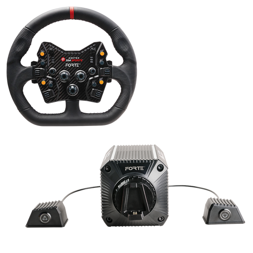 Asetek SimSports Forte 18NM Direct Drive GT Bundle - Leather D-shape wheel