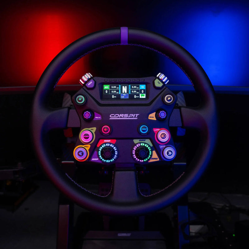 Conspit 310 Apex Wheel – ARGB, 2.99" Display, Dual Paddles (310 mm) Conspit Conspit Steering Wheel  Sim Race Webshop B.V.