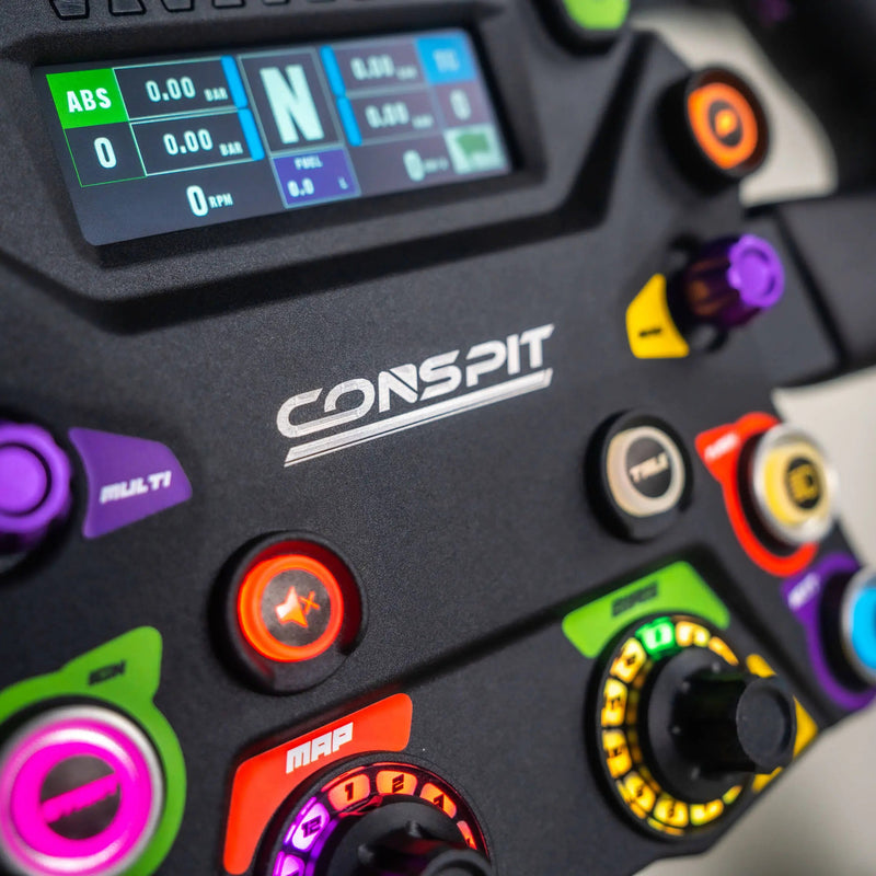 Conspit 310 Apex Wheel – ARGB, 2.99" Display, Dual Paddles (310 mm) Conspit Conspit Steering Wheel  Sim Race Webshop B.V.