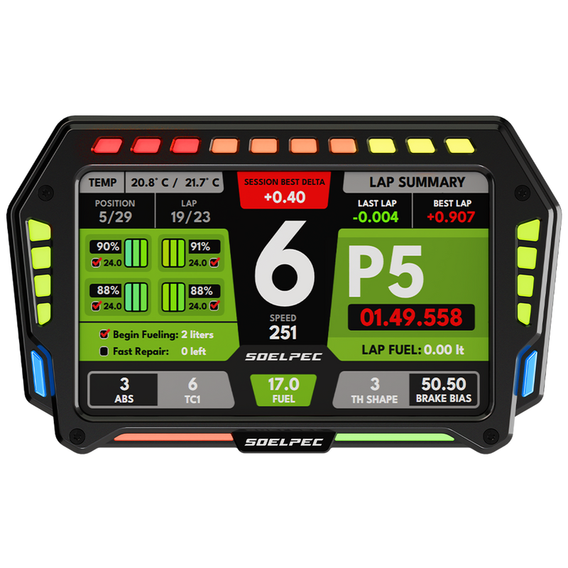 SOELPEC XR-7 Display – Sim Racing Touchscreen with RGB Telemetry (Black) Soelpec Soelpec Data Display (DDU)  Sim Race Webshop B.V.