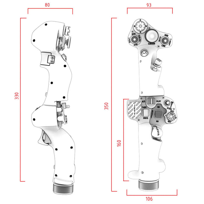 VIRPIL Controls Dual-SF Collective Grip, RGB (Two-Handed) – Black Virpil Controls