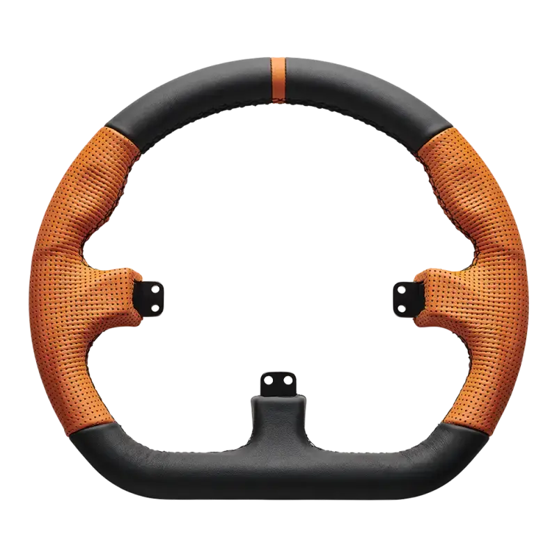 Asetek CLOSED D ORANGE LEATHER RIM - front view