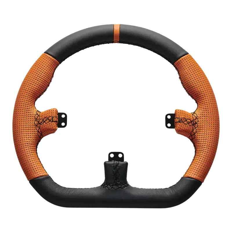 Asetek CLOSED D ORANGE LEATHER RIM - back view