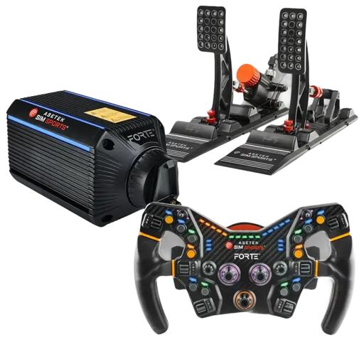 Asetek SimSports Forte 18nm Iinvicta S Series Pedals Bundle Wheel base + Wheel + Pedal Bundle