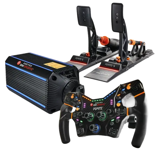 Asetek SimSports Invicta 27Nm Direct Drive Wheelbase + Forte Wheel & S Series Pedals Bundle Wheel base + Wheel + Pedal