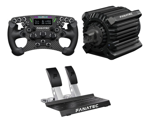 Fanatec ClubSport DD+ 18 Nm, Formula V3 front view and CSL Pedals