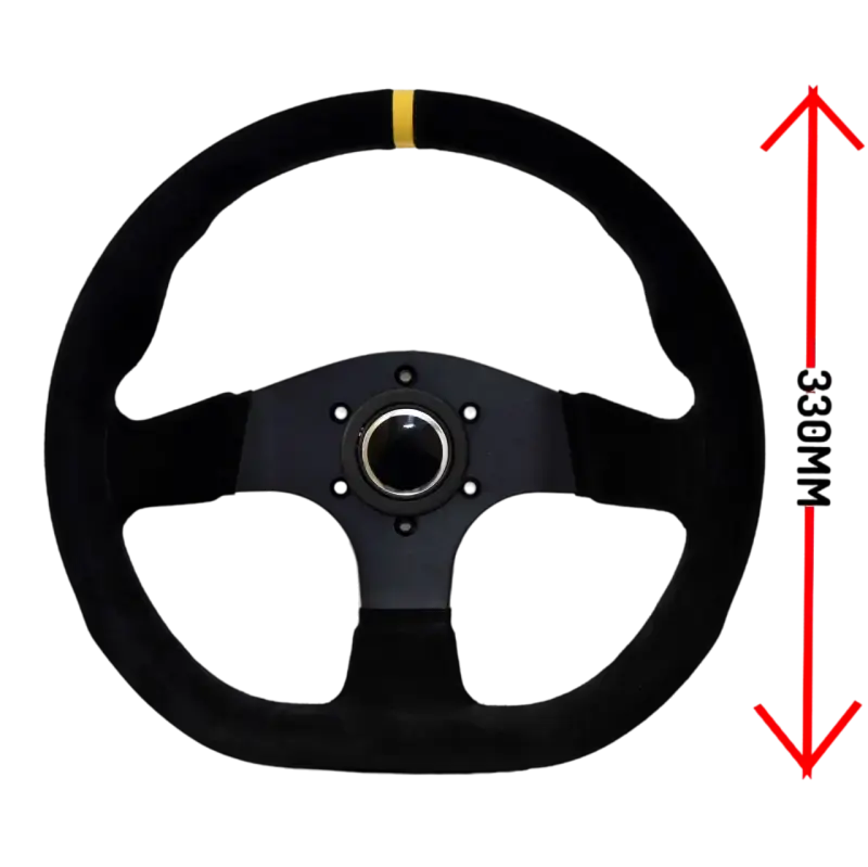 Ltec - 3 SPOKE 330MM SUEDE FLAT WITH FLAT BOTTOM - Steering wheel - Steering Wheel