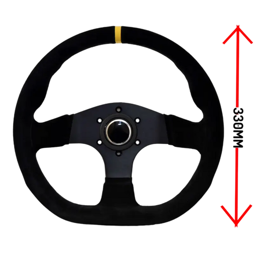 Ltec - 3 SPOKE 330MM SUEDE FLAT WITH FLAT BOTTOM - Steering wheel - Steering Wheel