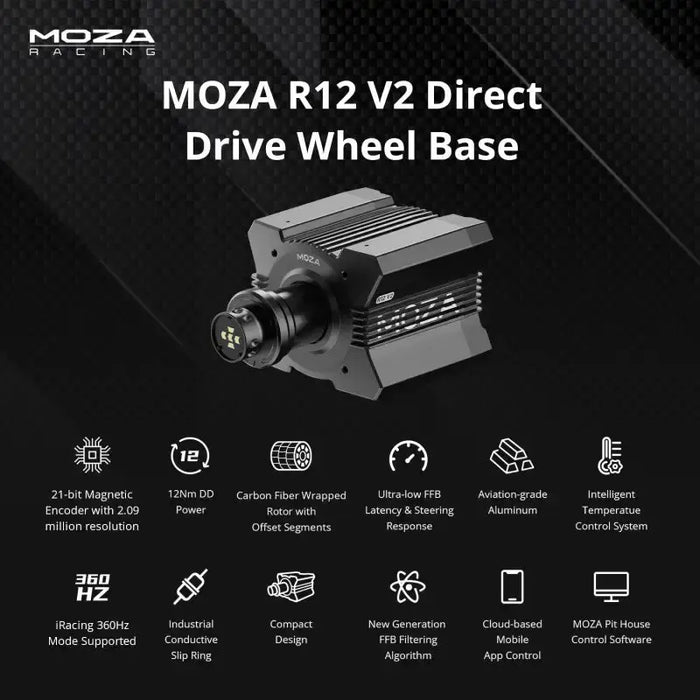 Moza Racing R12 Direct Drive Wheel Base - V2 - Direct Drive Wheel Base