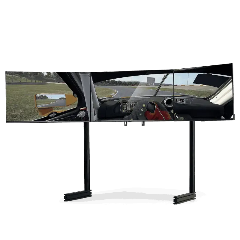 NEXT LEVEL RACING ELITE FREE STANDING TRIPLE MONITOR STAND - BLACK EDITION + Monitors