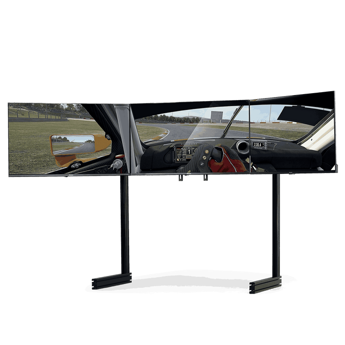 NEXT LEVEL RACING ELITE FREE STANDING TRIPLE MONITOR STAND - BLACK EDITION + Monitors