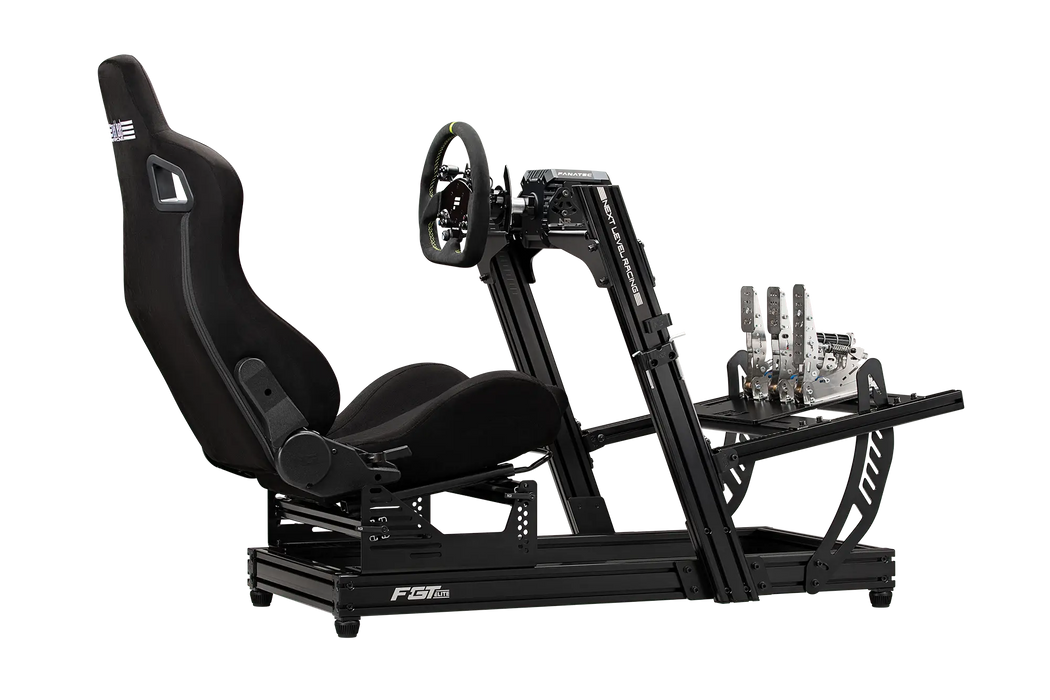 Next Level Racing F-GT ELITE LITE FRONT & SIDE MOUNT EDITION - Back view + ES1 Seat and Fanatec CSL DD Wheel