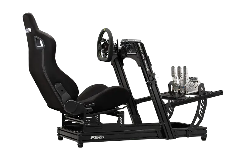 Next Level Racing F-GT ELITE LITE FRONT & SIDE MOUNT EDITION - Back view + ES1 Seat and Fanatec CSL DD Wheel