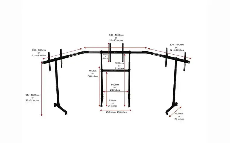 Next Level Racing - Free Standing Triple Monitor Stand - Monitor Stand