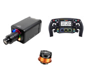 Simagic Alpha EVO 12 Nm + LEOXZ Steering Wheel + QR-A Bundle — front view steering wheel, wheelbase and QR-A