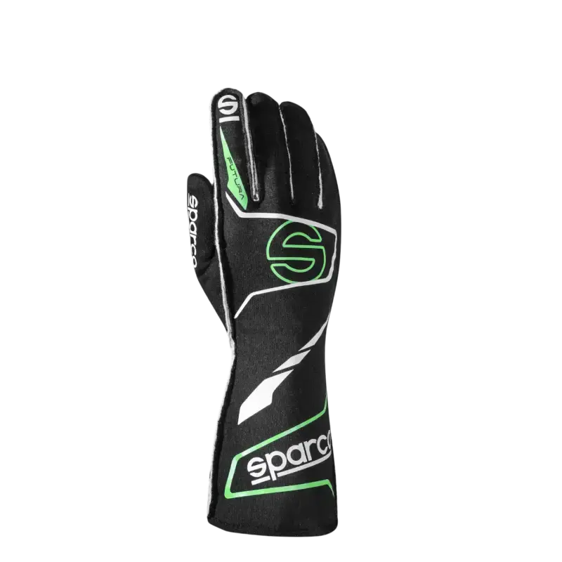 SPARCO FUTURA GLOVES - Black / Fluor Green / 8 - Racing Gloves