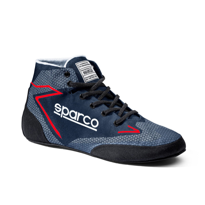 Zapatillas de automovilismo Sparco Prime Extreme – azul y rojo , vista de tres cuartos